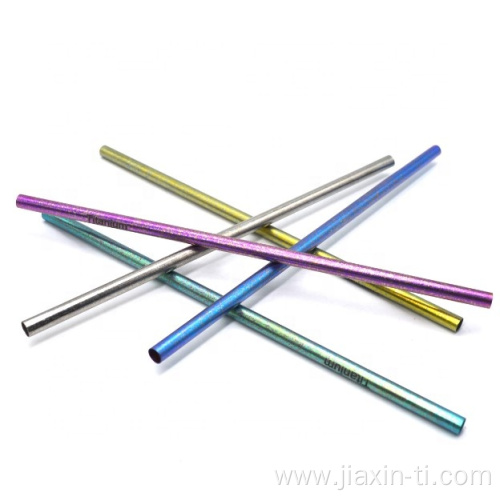 Titanium Ice Pattern Drinking Straws Metal Drink Straw